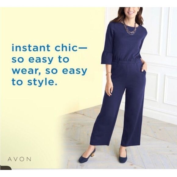 Avon Fashions Jumpsuit Romper Vintage, Ladies Size XL (16), Dark Blue - Picture 10 of 10